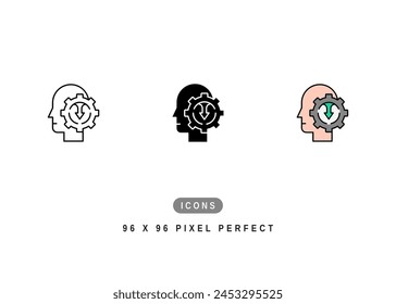 Reskill Icon. Skill Training Pictogram Graphic Illustration. Isolated Simple Line Icon For Infographic, App and Web Button.