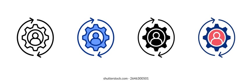 Reskilling icon sheet multiple style collection