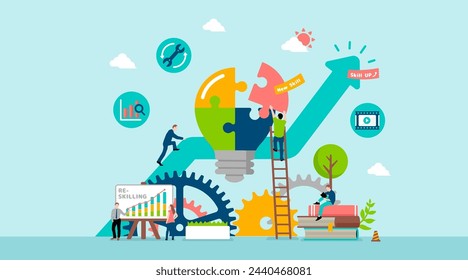 Reskilling ( upskilling ) vector banner illustration