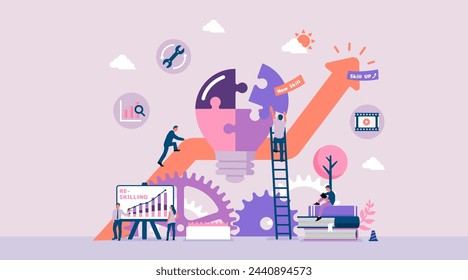Reskilling ( upskilling ) vector banner illustration