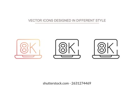 Resolution 8k icon design with white background stock illustration