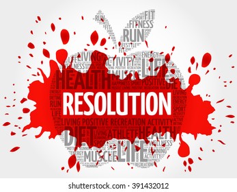 RESOLUTION apple word cloud, health concept