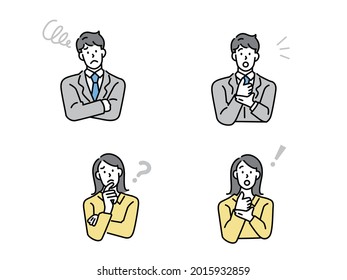 resolution, Confused woman thinking together. People with question marks vector illustration. men with question, thinking guy