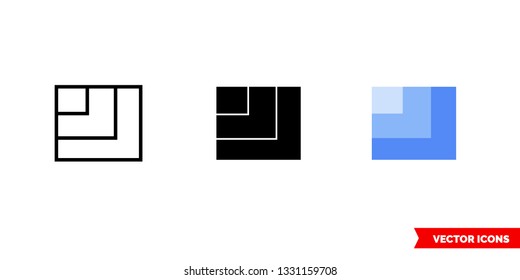 Resolution icon of 3 types: color, black and white, outline. Isolated vector sign symbol.