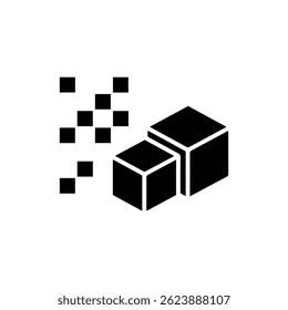Ícone de Resolução com Pixels e Cubo Preto Preenchido