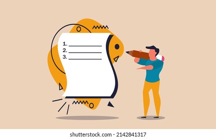 Resolution list beginning and new work start. Business improvement and planner checklist direction vector illustration concept. Strategy task and decision development. Businessman change future target