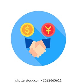 Resolution mini illustration rounded flat color icon, use for trade wars, economy, business, finance, economic competition, UI, UX kit, app and web development, digital or print.
