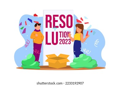 Resolution of New Year Flat Design