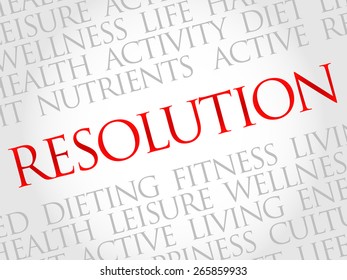 RESOLUTION word cloud, fitness, sport, health concept