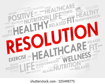 RESOLUTION word cloud, fitness, sport, health concept