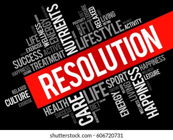 RESOLUTION word cloud, fitness, sport, health concept