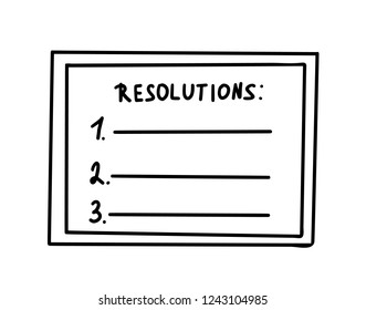 Resolutions template. Blank for goals with in doodle style.  Vector illustration.