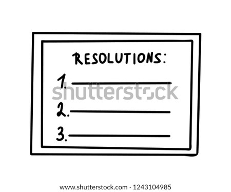 Resolutions template. Blank for goals with in doodle style.  Vector illustration.