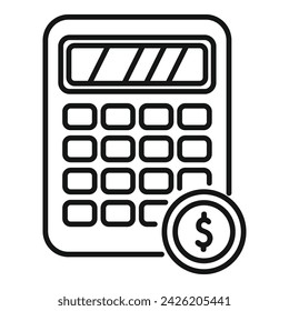 Resolve calculator icon outline vector. Finance monitor project. Risk work team