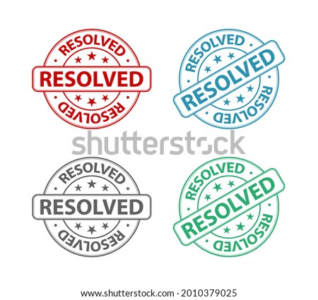 Resolved rubber stamp icon isolated on white background