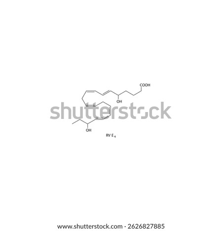 Resolvin E4 (RVE4) molecule molecular structure, resolvin compound skeletal formula, simple diagram illustration