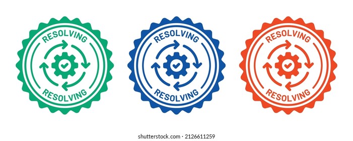 Resolving Icon Set. Cogwheel With Check Mark Icon, Symbol Of Resolve Icon.