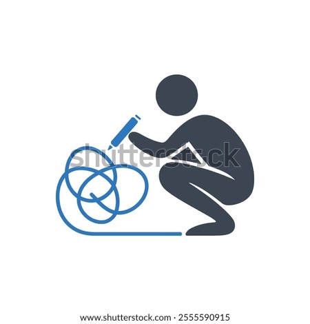 Resolving tangled lines Icon on white background