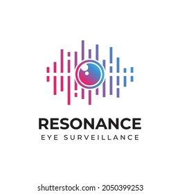 Resonance Eye Surveillance Logo, Modern And Abstract Eye Vector Created With Vertical Lines