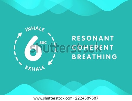 Resonant coherent breathing vector illustration. 6 seconds to inhale, 6 for exhale. Increased heart rate variability HRV, reduce stress