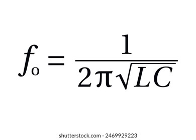 Resonant Frequency Formula on the white background. Education. Science. School. Formula. Vector illustration.