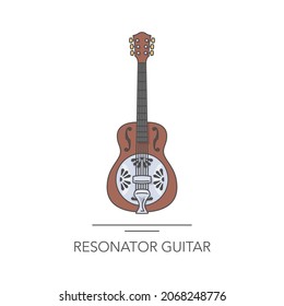 Resonator guitar outline colorful icon. Vector illustration. Collection