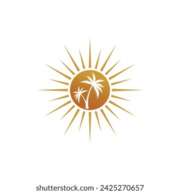 Resort and beach palm logo design with premium concept
