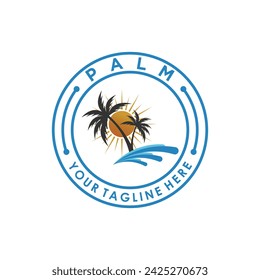 Resort and beach palm logo design with premium concept