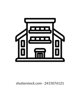 Resort Building Outline Icon Vector Illustration