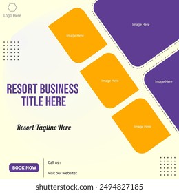 Resort business promotion discount banner for social media.