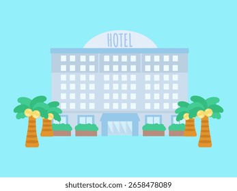 Resort hotel building illustration material