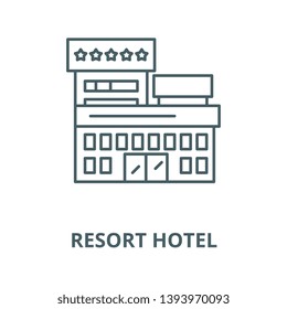 Resort hotel vector line icon, linear concept, outline sign, symbol