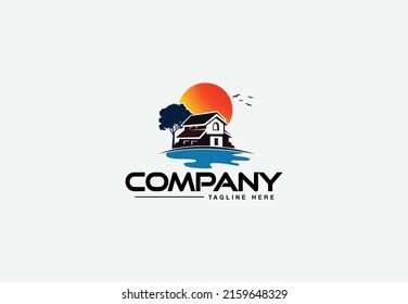 logo de la casa de vacaciones. logo creativo de la casa de vacaciones. diseño creativo del logo de la casa de vacaciones. logotipo de la compañía vacacional