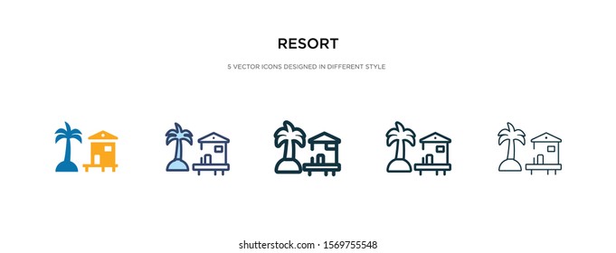 resort icon in different style vector illustration. two colored and black resort vector icons designed in filled, outline, line and stroke style can be used for web, mobile, ui