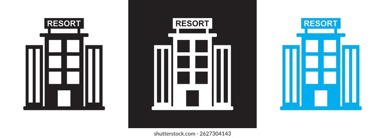 Icono del resort. Ilustración vectorial. aislado en el fondo blanco y negro. EPS 10