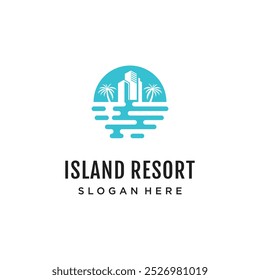 Diseño de logotipo de Vector de icono de resort con concepto creativo Vector de Premium