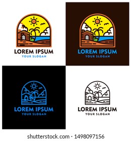Resort Line Art Logo Template 