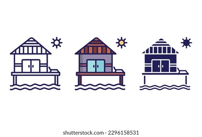 Resort line and solid illustration icon