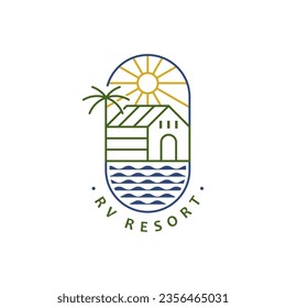 resort  logo design. Vector illustration house and beauty view. modern logo design vector icon template