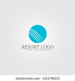 resort logo template , vector logo for business corporate, nature, sea, beach, element, illustration