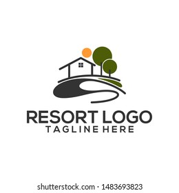 Resort logo vector template. Building logo vector