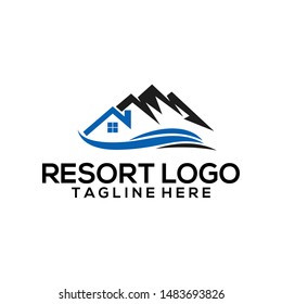 Resort logo vector template. Building logo vector