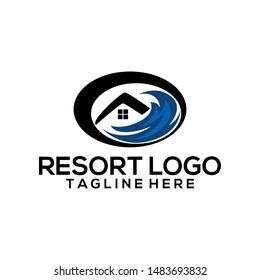 Resort logo vector template. Building logo vector