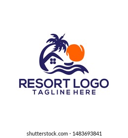 Resort logo vector template. Building logo vector