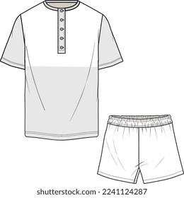 RESORT AND LOUNGE WEAR TEE AND SHORTS SET FOR MEN AND BOYS FLAT DESIGN VECTOR