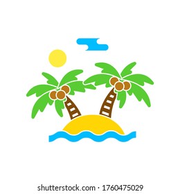 Resort on an exotic island icon in flat style.Vector illustration.