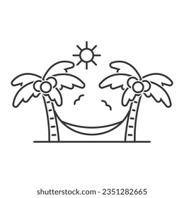 Resort on an exotic island line icon isolated on white background.Vector illustration.