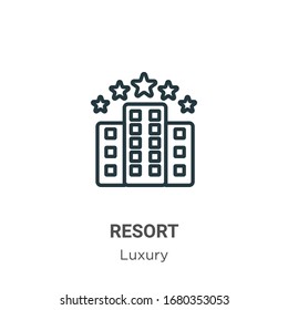 Resort outline vector icon. Thin line black resort icon, flat vector simple element illustration from editable luxury concept isolated stroke on white background