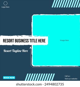 Resort social media post graphics background. Online business promotion graphics post.