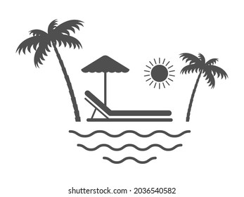 resort spa vacation with sun palm tree icon isolated on white background